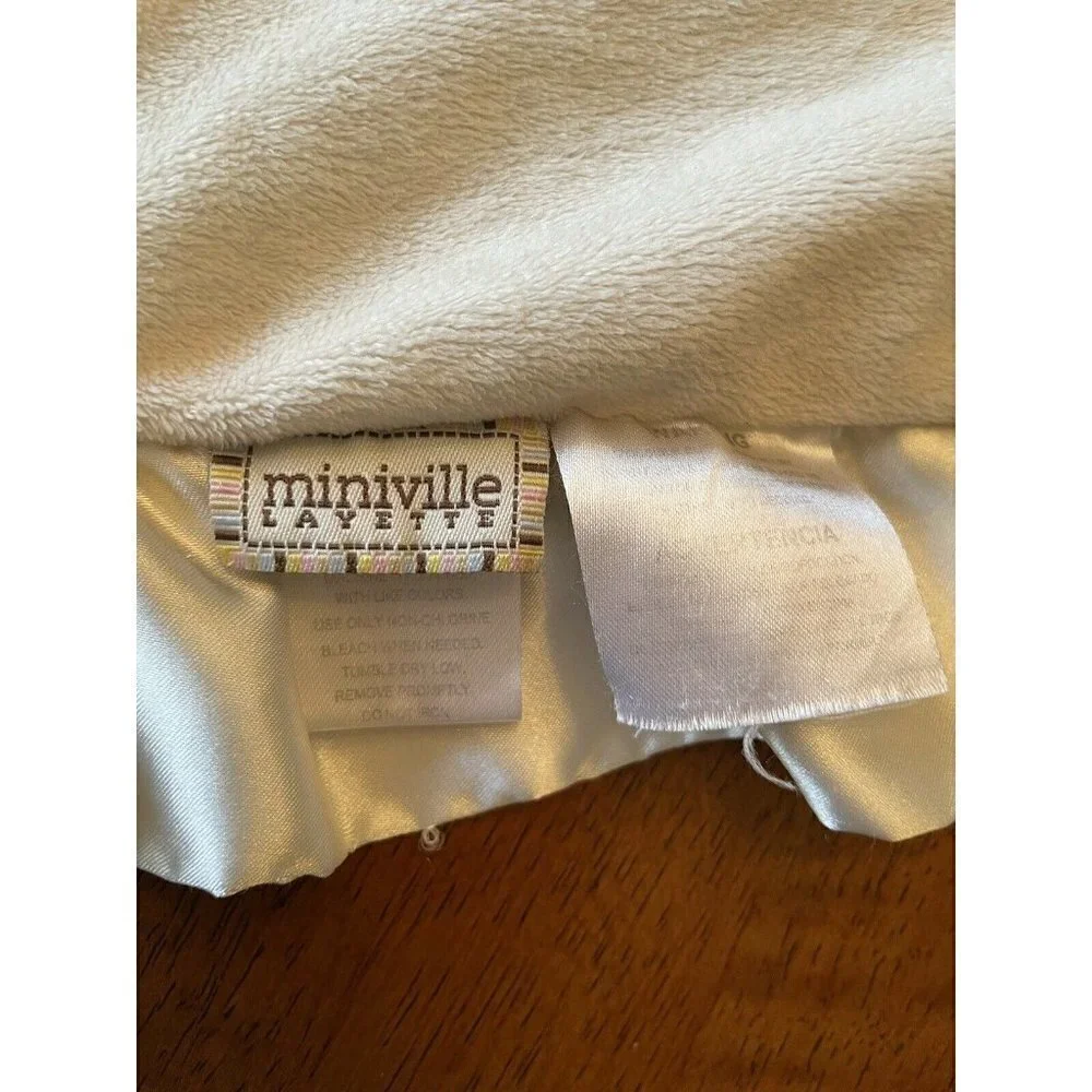 Miniville Layette Baby Blanket Blue Ivory White